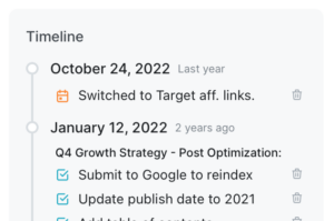 Notes in timeline on the sidebar