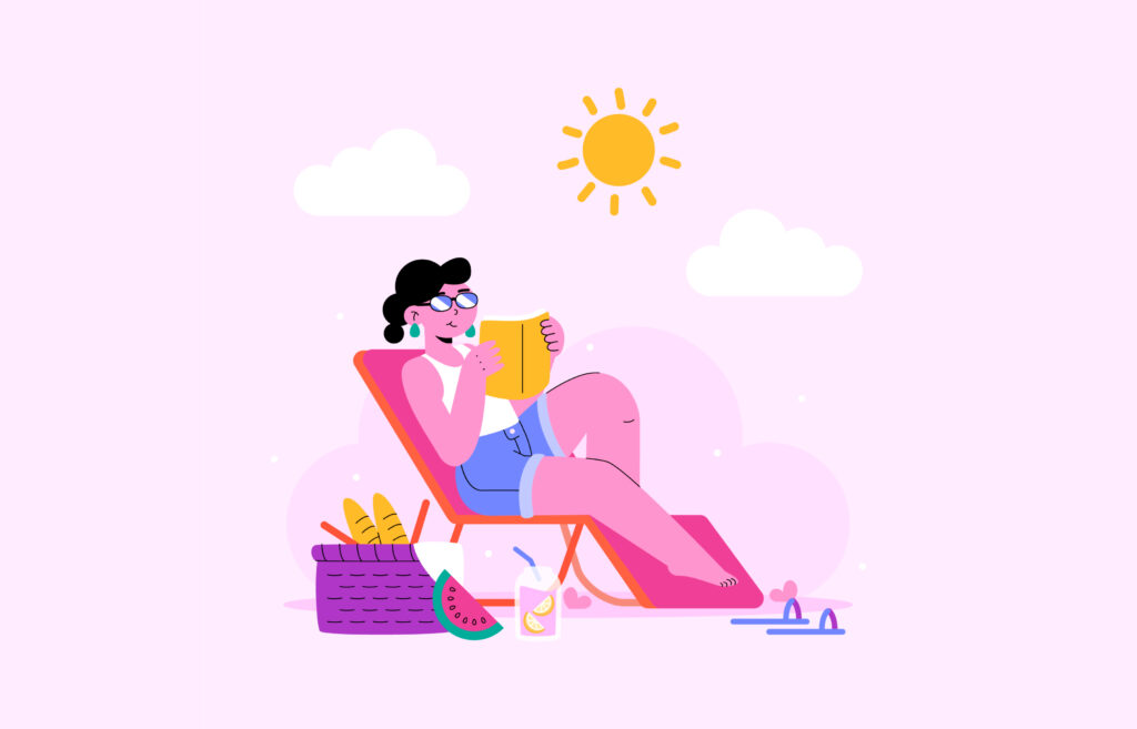 Girl reading on a beach