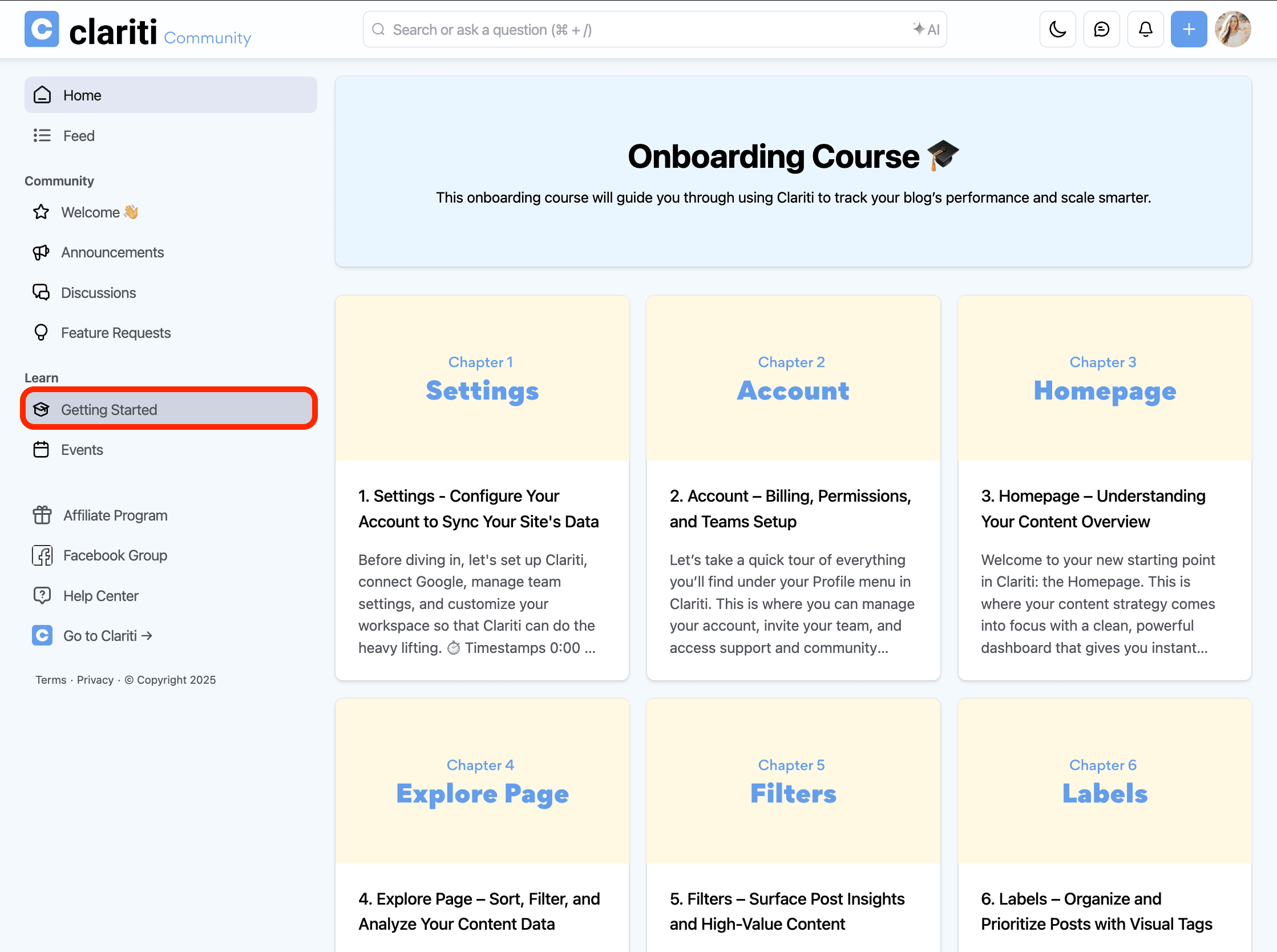 Onboarding Course in the Hub